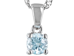 Sky Blue Topaz Rhodium Over Sterling Silver Childrens Birthstone Pendant with Chain 0.31ct