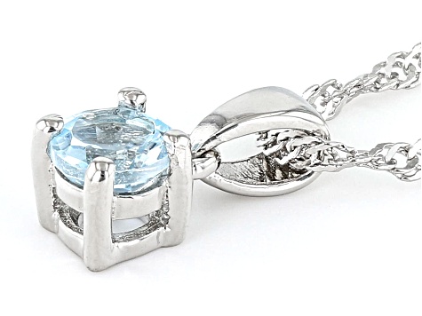 Sky Blue Topaz Rhodium Over Sterling Silver Childrens Birthstone Pendant with Chain 0.31ct