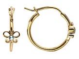 Swiss Blue Topaz 10K Yellow Gold Butterfly Hoop Childrens Earrings 0.03ctw