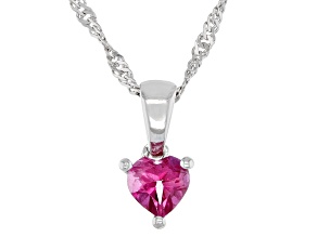 Pink Topaz Rhodium Over Stering Silver Children's Pendant With Chain .28ct