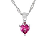 Pink Topaz Rhodium Over Sterling Silver Childrens Pendant With Chain .28ct