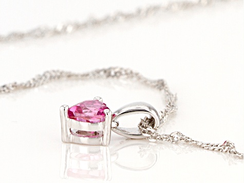 Pink Topaz Rhodium Over Sterling Silver Childrens Pendant With Chain .28ct