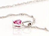 Pink Topaz Rhodium Over Sterling Silver Childrens Pendant With Chain .28ct