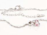 Pink Topaz Rhodium Over Sterling Silver Childrens Pendant With Chain .28ct