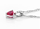 Red Lab Created Ruby Rhodium Over Sterling Silver Childrens Birthstone Pendant with Chain .34ct