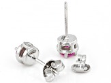 Pink Lab Created Sapphire Rhodium Over Sterling Silver Childrens Earrings .64ctw