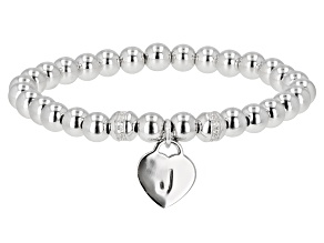 White Zircon Rhodium Over Sterling Silver "J" Childrens Bracelet .14ctw
