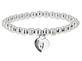 White Zircon Rhodium Over Sterling Silver "J" Childrens Bracelet .14ctw