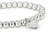 White Zircon Rhodium Over Sterling Silver "K" Children's Bracelet .14ctw