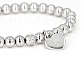 White Zircon Rhodium Over Sterling Silver "K" Childrens Bracelet .14ctw