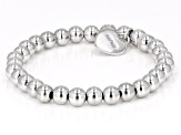 White Zircon Rhodium Over Sterling Silver "K" Childrens Bracelet .14ctw