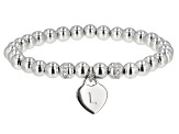 White Zircon Rhodium Over Sterling Silver "L" Childrens Bracelet .14ctw