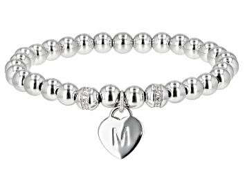 Picture of White Zircon Rhodium Over Sterling Silver "M" Childrens Bracelet .14ctw