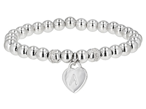 White Zircon Rhodium Over Sterling Silver "A" Childrens Bracelet .14ctw