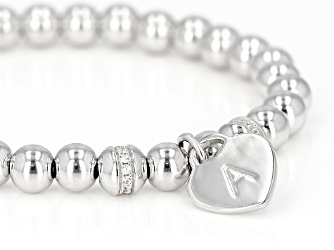 White Zircon Rhodium Over Sterling Silver "A" Childrens Bracelet .14ctw