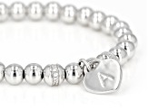 White Zircon Rhodium Over Sterling Silver "A" Childrens Bracelet .14ctw