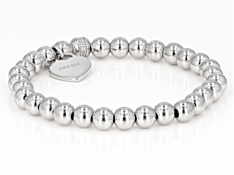 White Zircon Rhodium Over Sterling Silver "A" Childrens Bracelet .14ctw