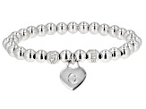 White Zircon Rhodium Over Sterling Silver "C" Childrens Bracelet .14ctw