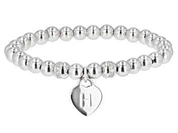 Picture of White Zircon Rhodium Over Sterling Silver "H" Childrens Bracelet .14ctw