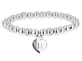 White Zircon Rhodium Over Sterling Silver "H" Childrens Bracelet .14ctw