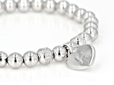 White Zircon Rhodium Over Sterling Silver "H" Childrens Bracelet .14ctw