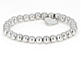 White Zircon Rhodium Over Sterling Silver "H" Childrens Bracelet .14ctw