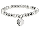 White Zircon Rhodium Over Sterling Silver "B" Childrens Bracelet .14ctw