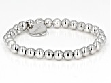 White Zircon Rhodium Over Sterling Silver "B" Childrens Bracelet .14ctw