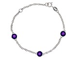 Purple Amethyst Rhodium Over Sterling Silver Children's Birthstone Bracelet 1.40ctw