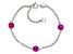 Pink Lab Created Sapphire Rhodium Over Sterling Silver Childrens Bracelet 1.50ctw