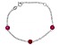Red Lab Created Ruby Rhodium Over Sterling Silver Children's Birthstone Bracelet 1.50ctw