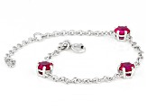 Red Lab Created Ruby Rhodium Over Sterling Silver Children's Birthstone Bracelet 1.50ctw