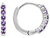 Purple African Amethyst Rhodium Over Sterling Silver Childrens Birthstone Hoop Earrings .25ctw