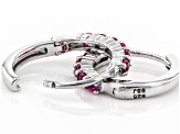 Red Lab Created Ruby Rhodium Over Sterling Silver Children's Birthstone Hoop Earrings .31ctw