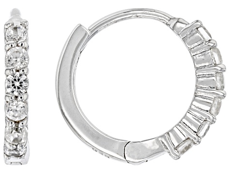 White Zircon Rhodium Over Sterling Silver Children's Birthstone Hoop Earrings .31ctw