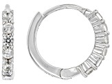 White Zircon Rhodium Over Sterling Silver Children's Birthstone Hoop Earrings .31ctw