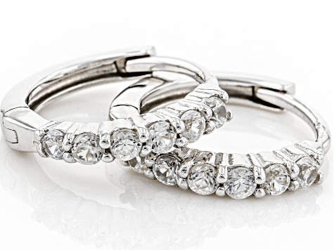 White Zircon Rhodium Over Sterling Silver Children's Birthstone Hoop Earrings .31ctw