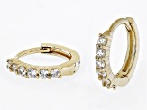 White Zircon 18k Yellow Gold Over Sterling Silver Children's Birthstone Hoop Earrings .31ctw