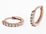 Round White Zircon 18k Rose Gold Over Sterling Silver Children's Birthstone Hoop Earrings .31ctw