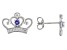 Blue Tanzanite Rhodium Over Sterling Silver Childrens Crown Earrings .48ctw