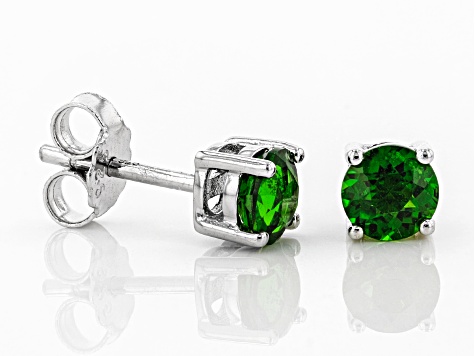 Green Chrome Diopside Rhodium Over Sterling Silver Childrens Stud Earrings 0.46ctw