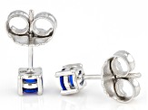 Blue Lab Created Spinel Rhodium Over Sterling Silver Childrens Stud Earrings .48ctw