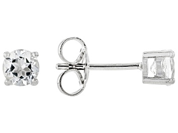 Picture of White Topaz Rhodium Over Sterling Silver Childrens Stud Earrings 0.45ctw