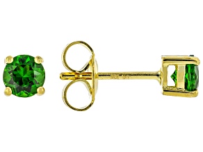 Green Chrome Diopside 18k Yellow Gold Over Sterling Silver Children's Stud Earrings 0.46ctw