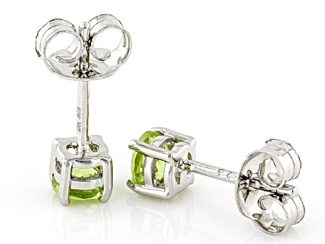 Green Peridot Rhodium Over Sterling Silver Childrens Stud Earrings 0.46ctw