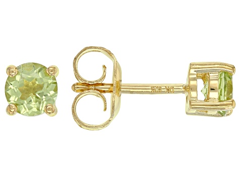 Green Peridot 18k Yellow Gold Over Sterling Silver Childrens Stud Earrings 0.48ctw