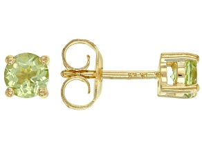 Green Peridot 18k Yellow Gold Over Sterling Silver Childrens Stud Earrings 0.48ctw
