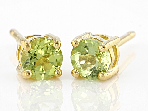 Green Peridot 18k Yellow Gold Over Sterling Silver Childrens Stud Earrings 0.48ctw