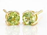 Green Peridot 18k Yellow Gold Over Sterling Silver Childrens Stud Earrings 0.48ctw