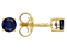 Blue Lab Created Sapphire 18k Yellow Gold Over Sterling Silver Childrens Stud Earrings 0.56ctw
